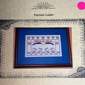 VTG Patriotic Lambs Cross Stitch Pattern Earth Threads‎ Betsy Stinner 2002